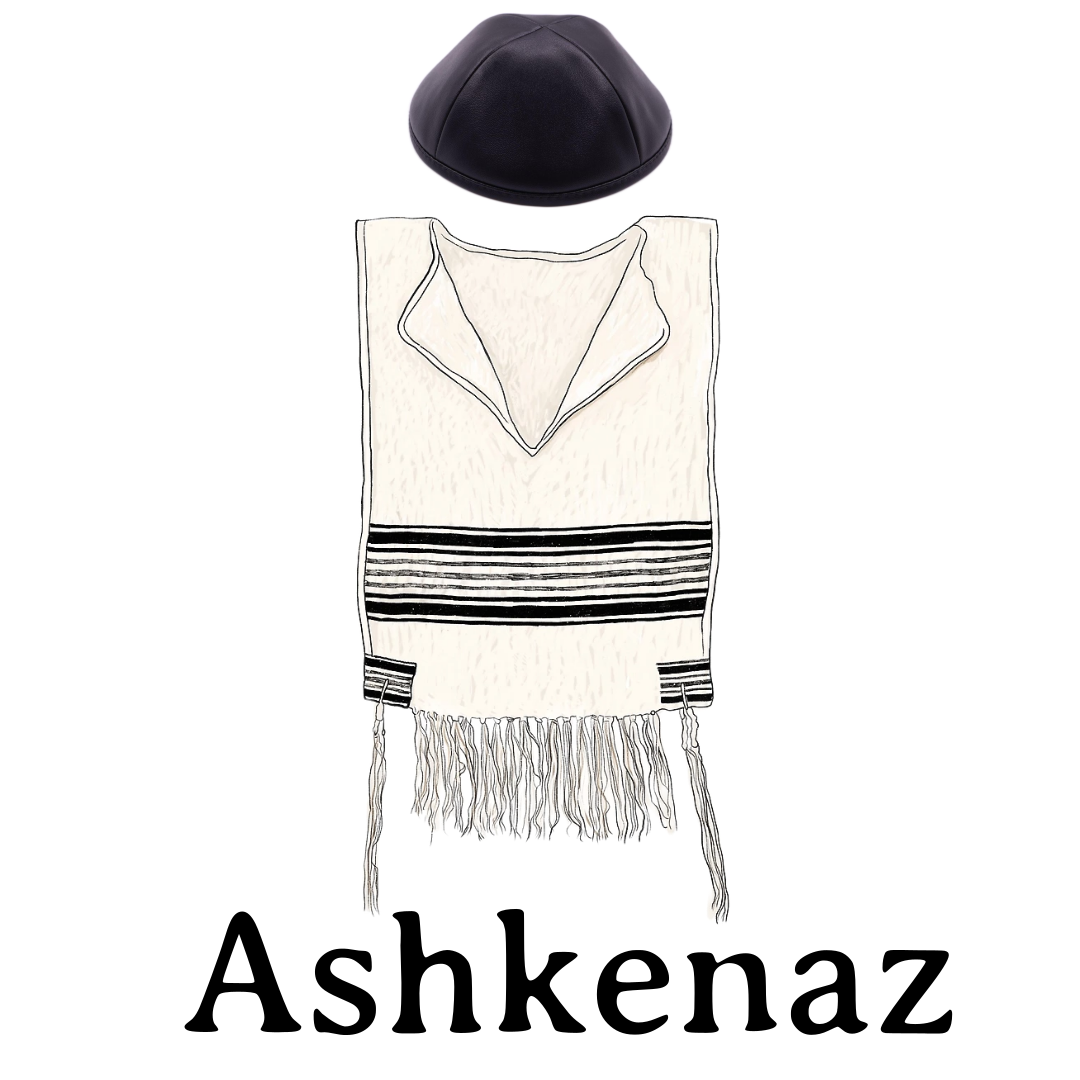 Ashkenaz Wool Tzitzit Black on white. Round Strings:.Avodat Yad  100% Wool  [Adult]