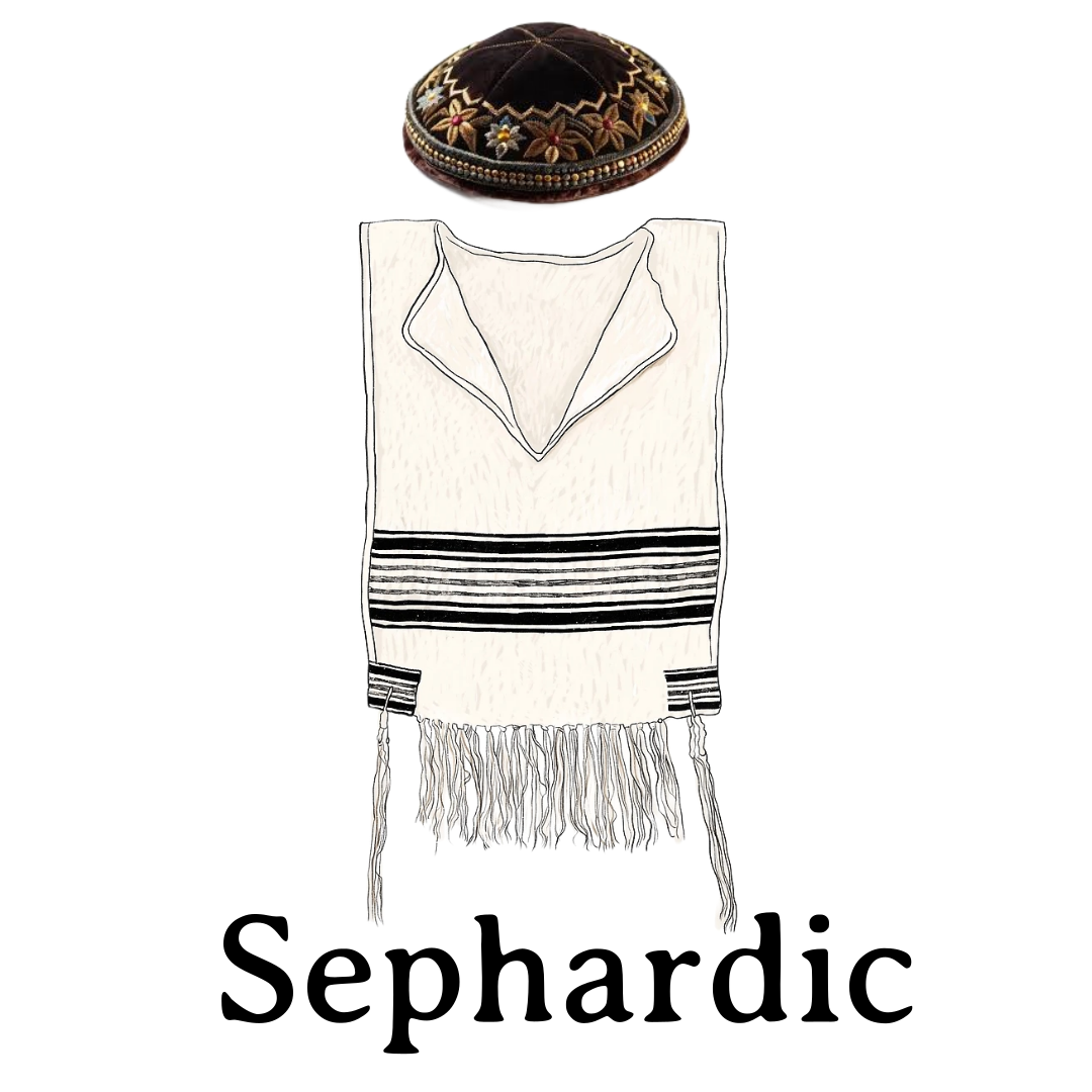 Sephardy Wool Tzitzit White on white. Avodat Yad  100% Wool  [Adult]