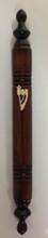 Dark Wood Round Mezuzah Case with Pointed Edges 15cm