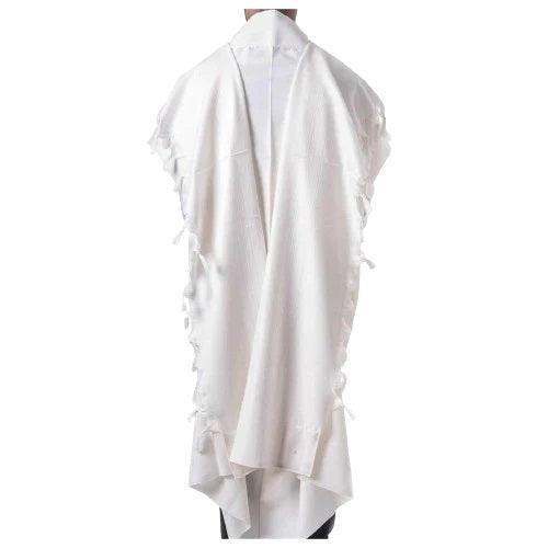 Elite Edition Tallit Bet Yossef Size Medium AYK Sefardy White on White
