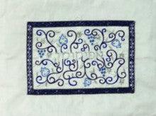 Embroidered Afikomen Bag Pomegranates- Blue on White