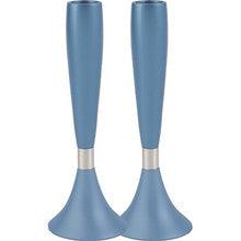 Anodized Aluminum Shabbat Candlesticks Large Blue
