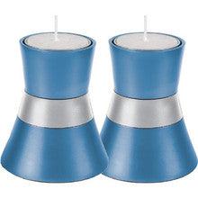 Anodized Aluminum Candlesticks Blue Small