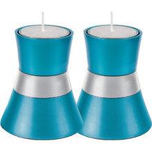 Anodized Aluminum Candlesticks Turquoise Small