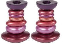 Anodized Aluminum Shabbat Candlestick - Stone Tower Reds