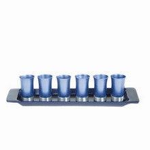 Set of 6 Anodized Aluminum Cups with Tray Blue