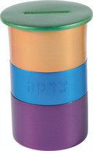 Anodized Aluminum Tzedakah Box Round Multicolor