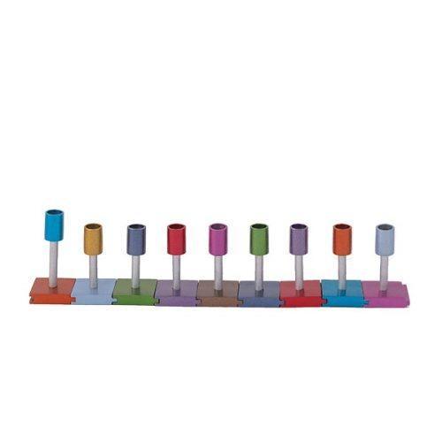 Emanuel Anodized Aluminum Circle DIY Menorah - Multi-color (EM-HW1)
