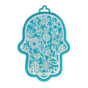 Emanuel Anodized Aluminum Hamsa with Flower Cutout (EM-HLH3)