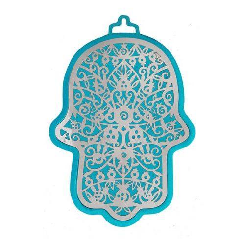 Emanuel Anodized Aluminum Hamsa with Pomegranate Cutout (EM-HLH1)