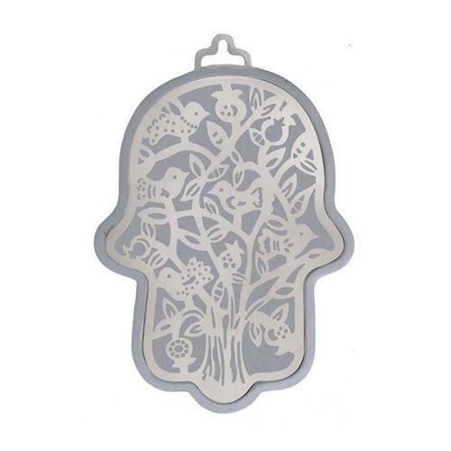 Emanuel Anodized Aluminum Hamsa with Tree Cutout (EM-HLH2)