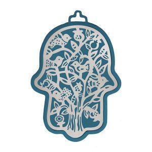 Emanuel Anodized Aluminum Hamsa with Tree Cutout (EM-HLH2)