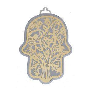Emanuel Anodized Aluminum Hamsa with Tree Cutout (EM-HLH2)