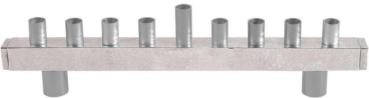 Emanuel Anodized & Hammered Strip Menorah-- Silver (EM-HMU3)
