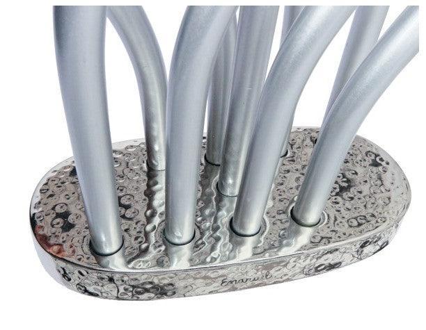 Emanuel Anodized Flame Menorah-- Silver (EM-HAR3)