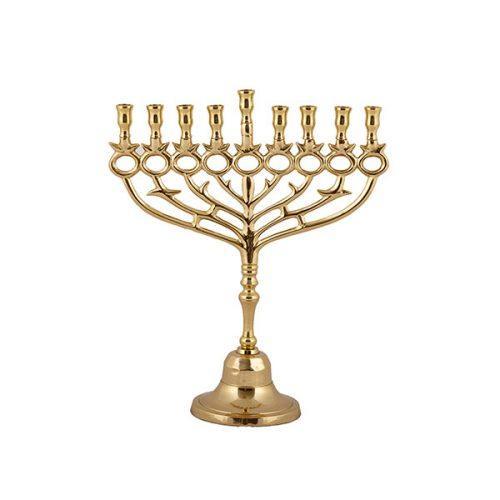 Emanuel Brass Menorah--Pomegranate 12" (EM-HBA1)