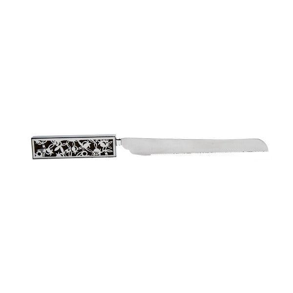 Emanuel Challah Knife Porcelain w/ Metal Cutout-Pomegranate  (EM-NSR)