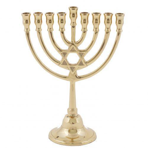 Emanuel Classic Chanukah Menorah with Magen David- Bronze (EM-HJ2)