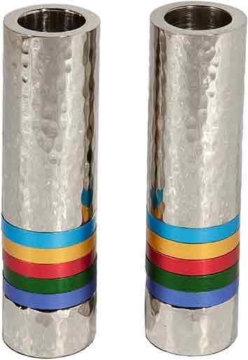 Emanuel Cylinder Shaped Hammered Candlesticks- Multicolor (EM-CSO1)