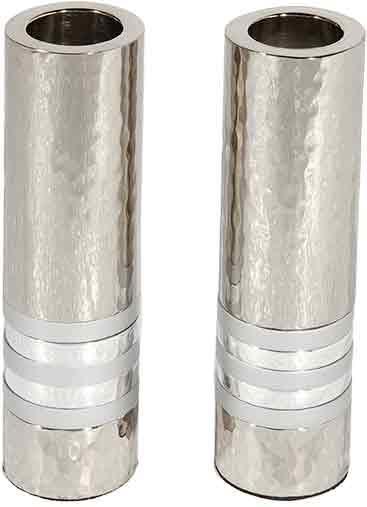 Emanuel Cylinder Shaped Hammered Candlesticks- Silver (EM-CSO4)