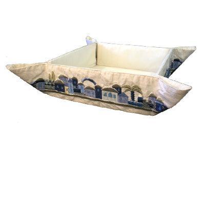 Emanuel Embroidered Folding Basket Jerusalem Blue (EM-MB-5)