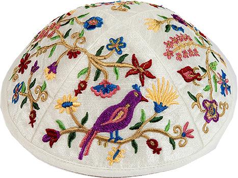 Emanuel Embroidered Kippah Bird-Flowers Multicolor (EM-YME12W)