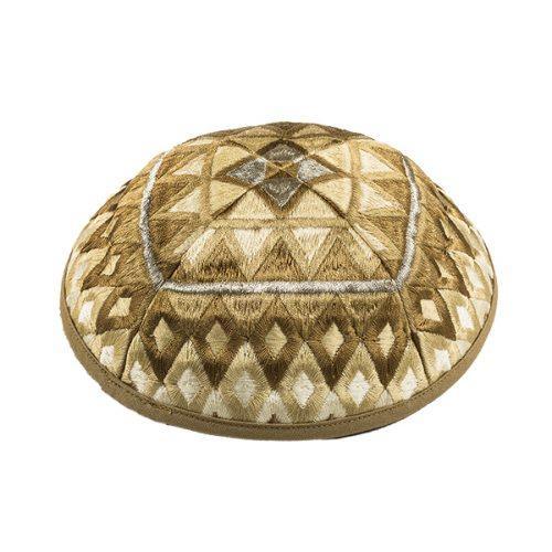 Emanuel Embroidered Kippah Geometric-- Gold (EM-YME17Z)