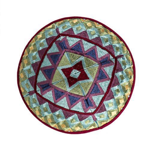 Emanuel Embroidered Kippah Geometric-- Multicolor (EM-YME17M)