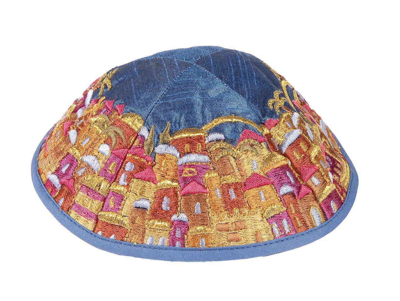 Emanuel Embroidered Kippah Jerusalem-- Multicolor (EM-YME15W)