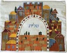 Emanuel Embroidered Tallit Bag Jerusalem White (EM-TBC-4W)
