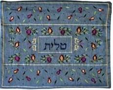 Emanuel Embroidered Tallit Bag Pomegranate Blue (EM-TBC-2B)