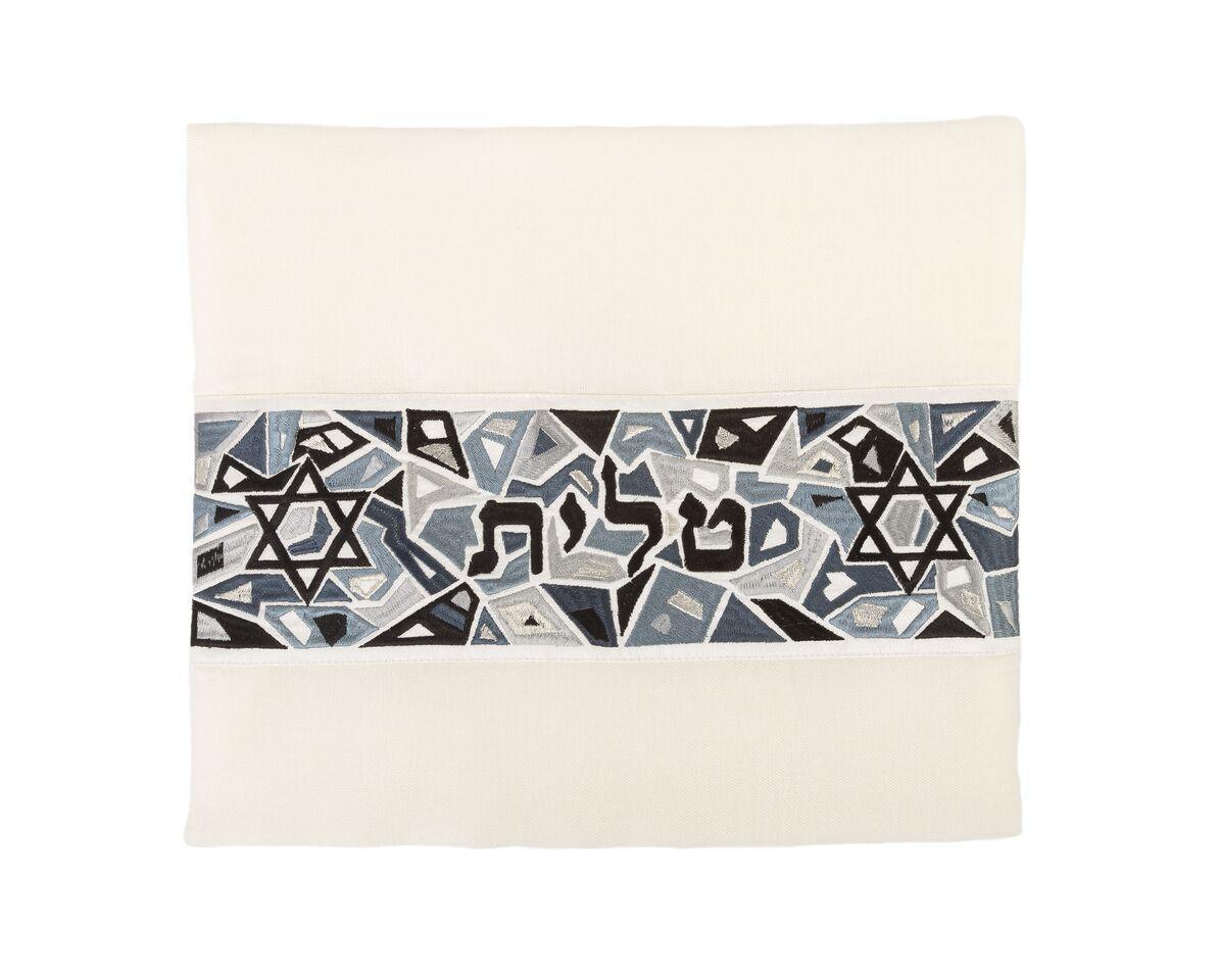 Emanuel Embroidered Tallit Magen David Design-- Black (EM-TAE1BL)