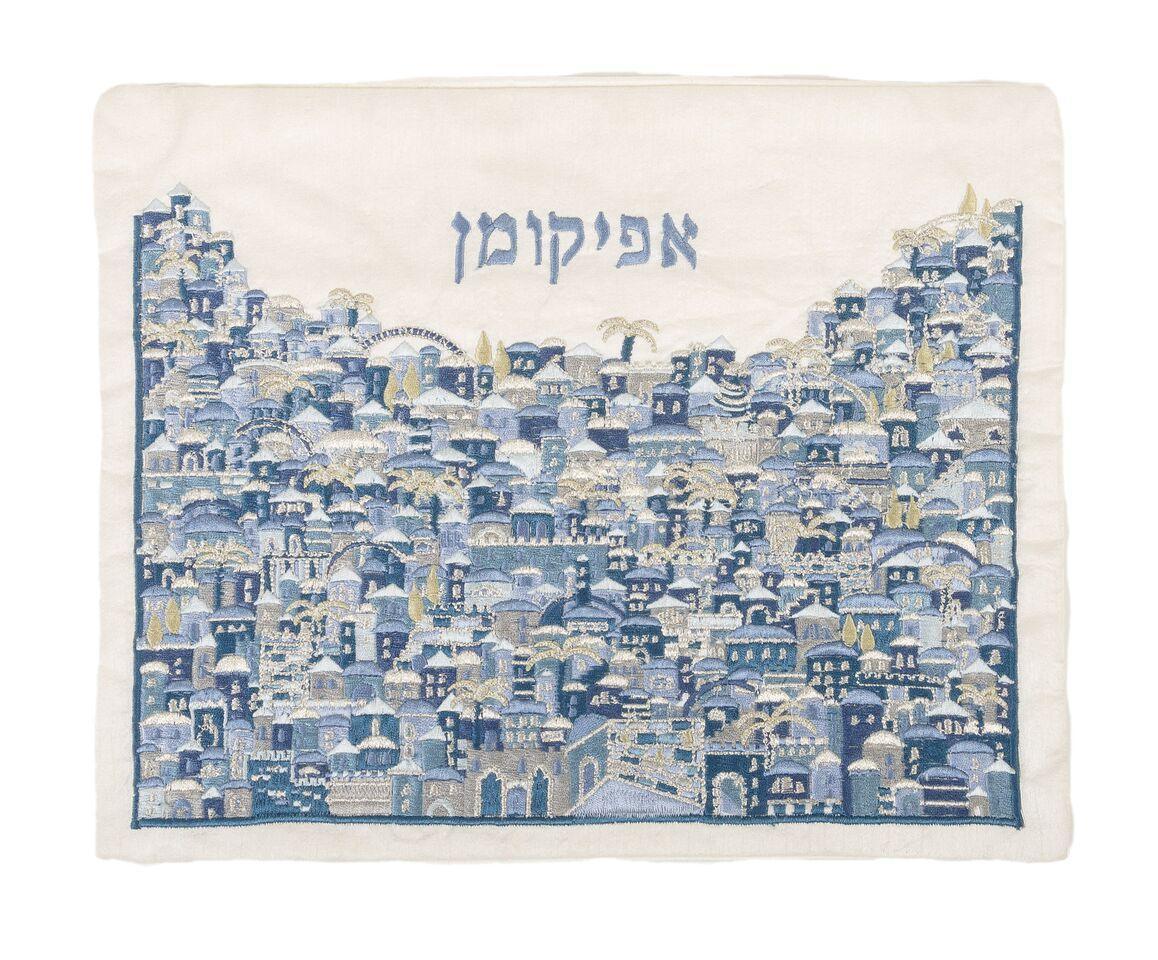 Emanuel Full Embroidered Afikoman Bag Jerusalem-- Blue (EM-AMC12)