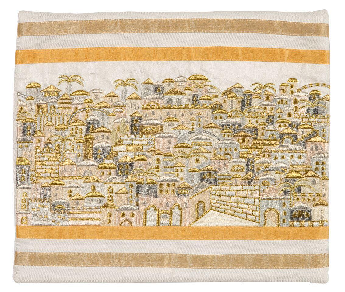 Emanuel Full Embroidered Jerusalem Tallit Bag-- Gold (EM-TBB4Z)