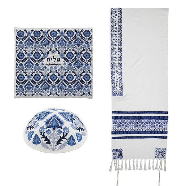 Emanuel Full Embroidered Tallit-Antique Blue (EM-TAH6B)