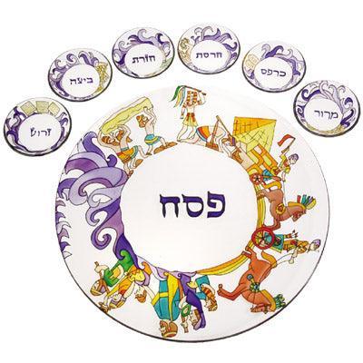 Emanuel Glass 7 pc. Seder Plate Exodus (EM-SPGL3)