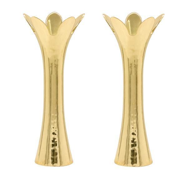 Emanuel Hammered Flower Shaped Candlesticks-Gold 6" (EM-CAC2)