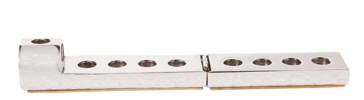Emanuel Hammered Folding Travel Menorah-- Blue (EM-HTM2)