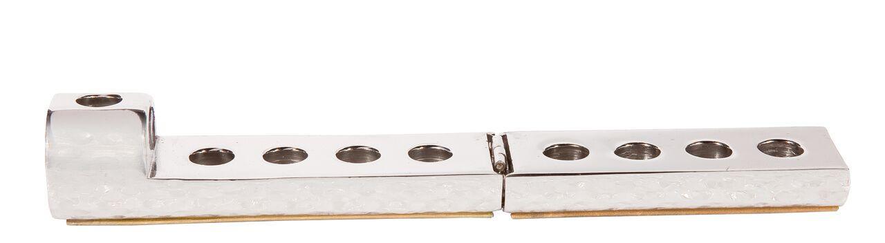 Emanuel Hammered Folding Travel Menorah-- Blue (EM-HTM2)