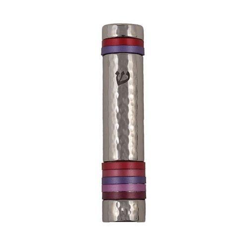 Emanuel Hammered Mezuzah Case w/ Rings 12cm (EM-MZO)