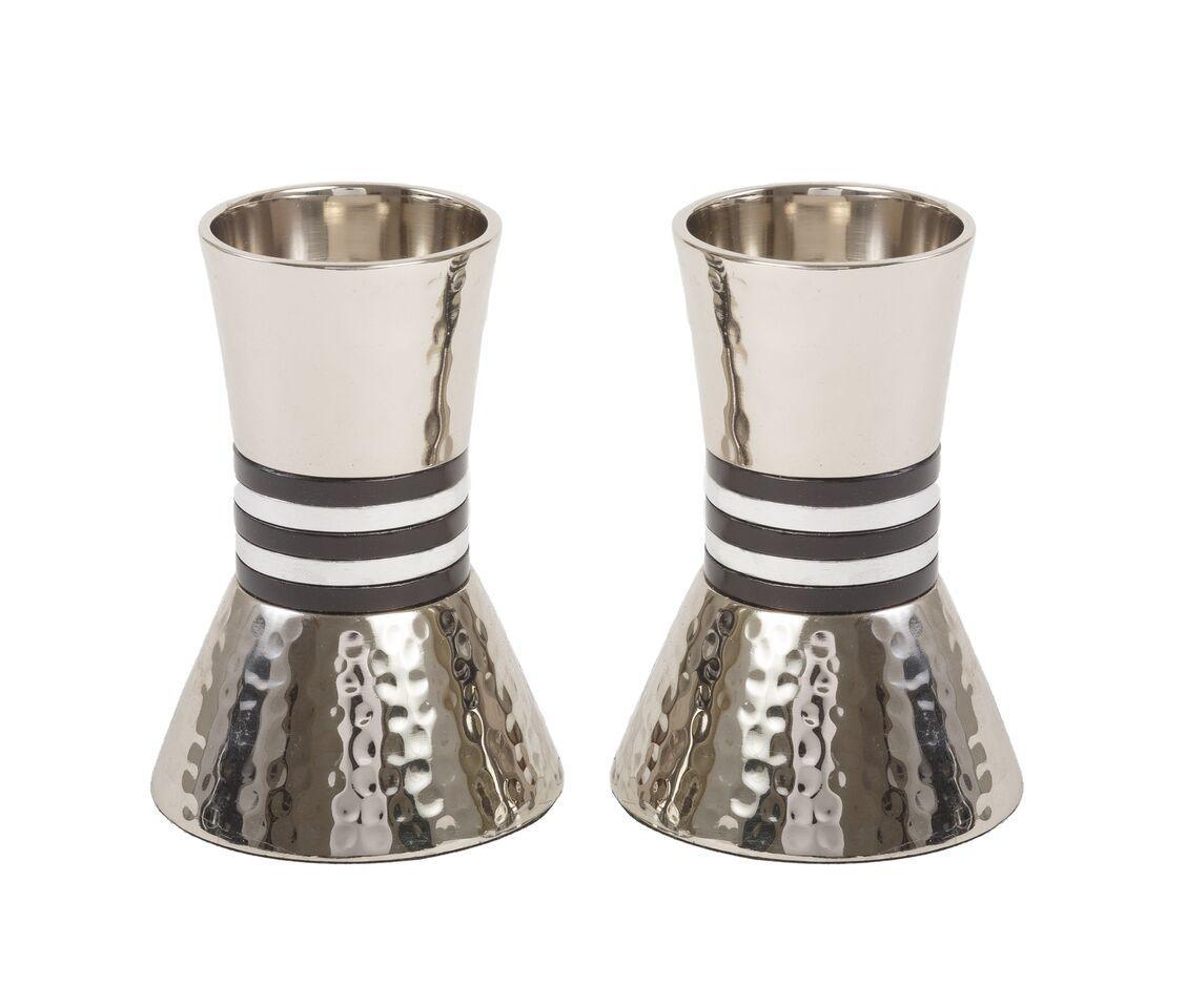Emanuel Hammered Short Candlesticks- Black Rings (EM-CA5)