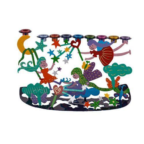 Emanuel Hand Painted Laser Cut Menorah-- Fairies (EM-HNB2)