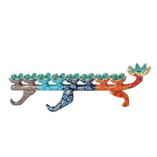 Emanuel Hand Painted Menorah-- Flowers (EM-HFS2)