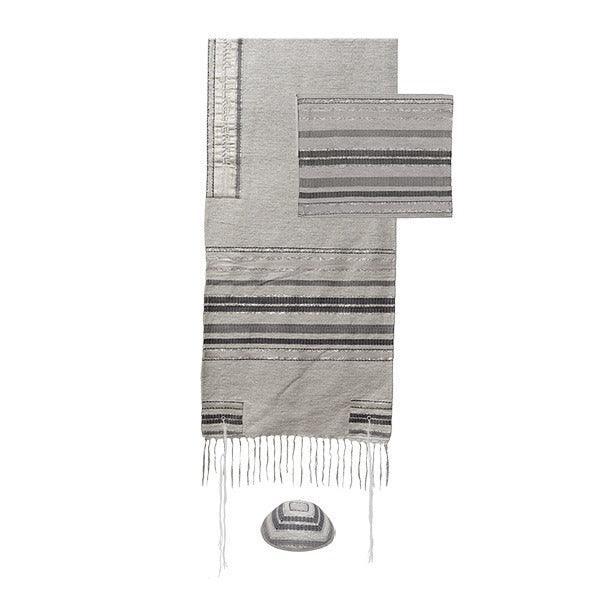 Emanuel Hand-Woven Tallit-- Gray (EM-TAT2GR)