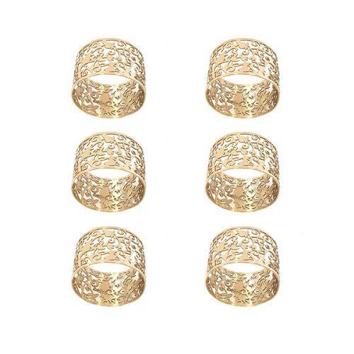 Emanuel Lace Napkin Rings, Set of 6- Pomegranate-Gold (EM-RA2)