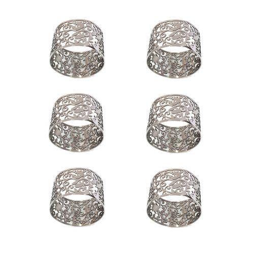 Emanuel Lace Napkin Rings, Set of 6- Pomegranate-Silver(EM-RA1)
