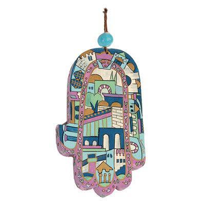 Emanuel Large Wood Painted Hamsa (EM-HAL3)