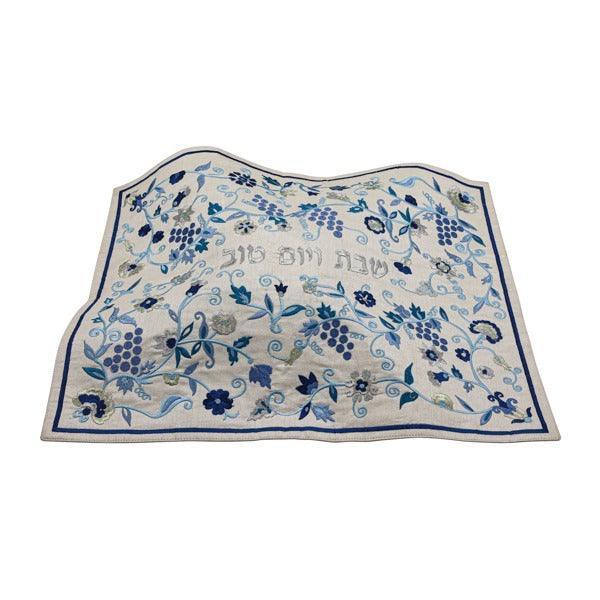 Emanuel Machine Embroidered Challah Cover-Grapes-Blue  (EM-CMG34)