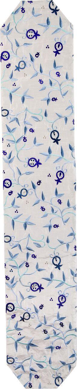 Emanuel Machine Embroidered Runner 40"- Blue Pomagranates (EM-RPS2)