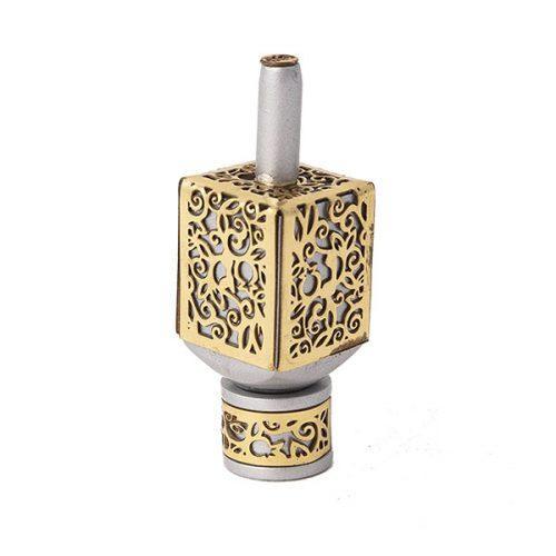 Emanuel Medium Anodized Aluminum Dreidel with Metal Cutout (EM-DRK)